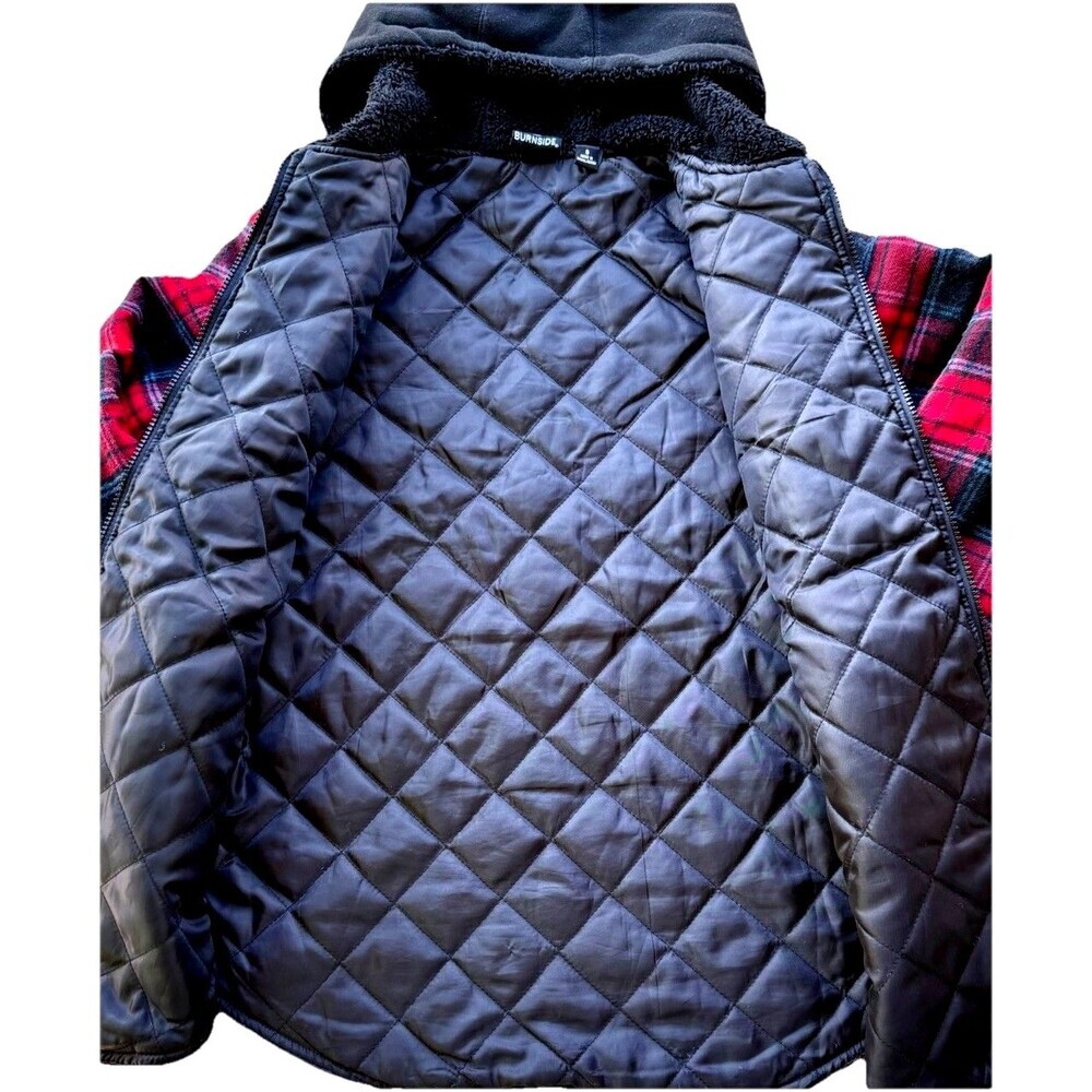 Burnside Quilted Flannel Full-Zip Hooded Jacket Red Small KNOTES MERRY FARM - Picture 6 of 6